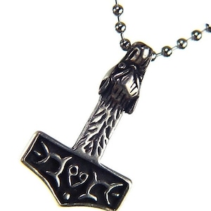 Thor&#39;s Hammer Necklace Pewter Pendant Viking Norse Mjollnir Pagan Wicca  4170E