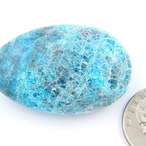 Blue Apatite Russian Free Form Palm Worry Soap Healing Stone with Velour Bag 4472P
