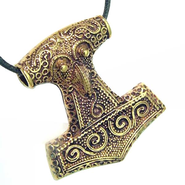 Genuine Bronze Thor's Hammer Necklace Pewter  Pendant Viking Norse Mjollnir Pagan Wicca 1378B