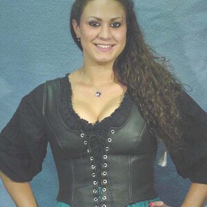 Black Leather fitted lace up bodice  1669B   size 0