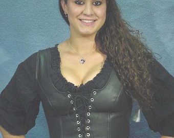 Black Leather fitted lace up bodice  1669B   size 0