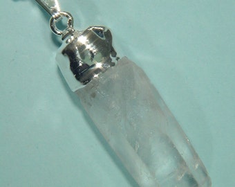Silver Electroformed Natural Brazilian Rough Quartz Crystal Point Healing Stone Pendant Necklace Silver Electroformed Natural Brazilian Rough Quartz Crystal Point Healing Stone Pendant Necklace