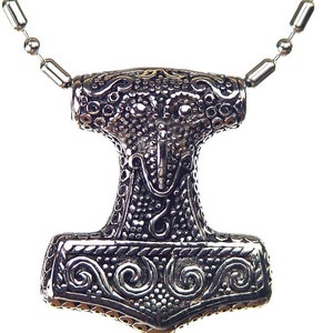 6pc Stainless Steel Raven Thors Hammer Celtic Norse Viking Thors Odin 24&quot; Chain   5319K