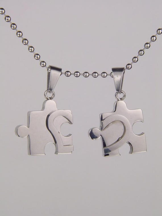 INF - Collana Puzzle Cuore Collana Dell'amicizia, Confezione Da 2 Silver