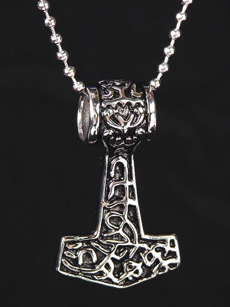 Collana Con Ciondolo A Forma Di Martello Di Thor Alla Moda Prepotente In Acciaio Inossidabile Per Uomo E Donna, Regalo Di Gioielli Per Motociclisti Punk - Foto 2