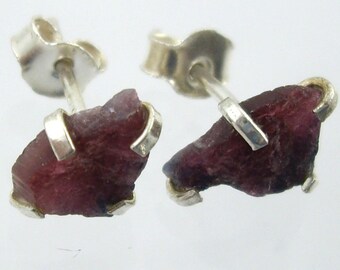 Sterling Silver Natural Bicolor Watermelon Tourmaline Stud Earrings 4536T