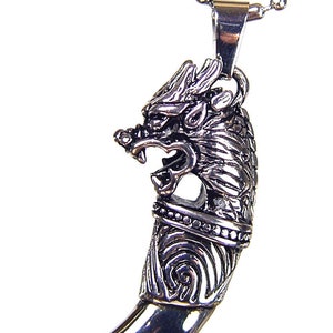 Stainless Steel Dragon Head Tooth Necklace Pendant 5443K
