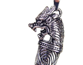 Stainless Steel Dragon Head Tooth Necklace Pendant 5443K