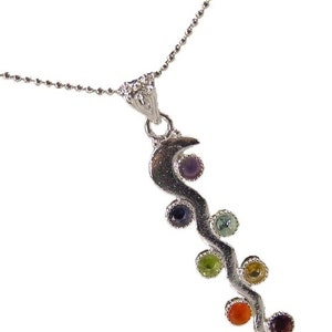Collana con pendente in argento Kundalini 7 Chakra Facet con accenti di pietre preziose 0347K