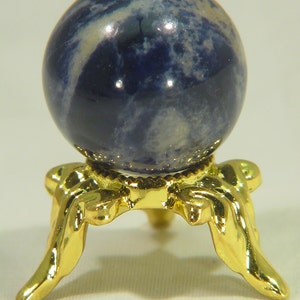 20 mm blue sodalite stone mini sphere orb lapidary with stand 2610E
