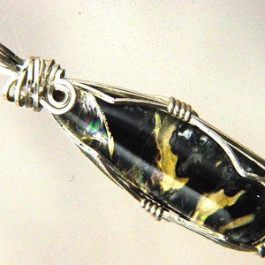 Sterling Silver Wire Wrapped AAA Brazilian Tourmalated Quartz Pendant Necklace w/ SP chain 6673P