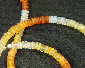 Handmade Mexican jelly opal faceted rhondel necklace 9960A abe