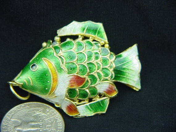 BUTW cloisonne articulated fish enameled 4048A