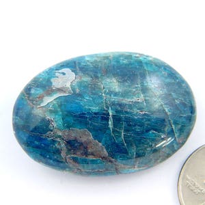 Blue Apatite Russian Free Form Palm Worry Soap Healing Stone with Velour Bag 4476P