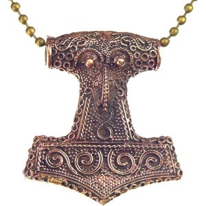 Genuine Bronze Raven Thor&#39;s Hammer Necklace Pewter  Pendant Viking Norse Mjollnir Pagan Wicca 5326K