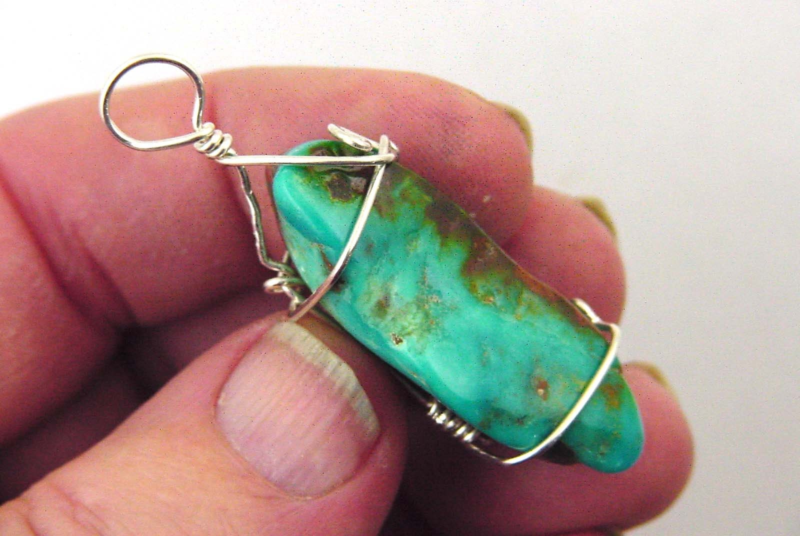 ターコイズ ペンダント スターリングシルバー スターリングシルバーワイヤーラップターコイズペンダントネックレス