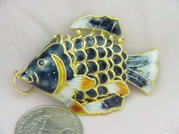 BUTW cloisonne articulated fish enameled 4048A