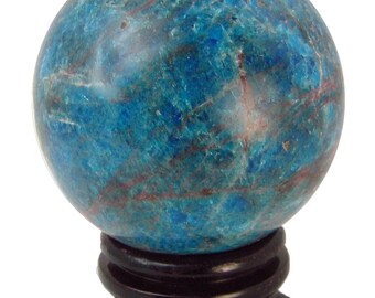 Blue Apatite Russian Free Form 98mm healing crystal sphere with stand 1214R abe