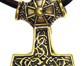 Genuine Bronze Thors Hammer Pendant Necklace Odin Viking Norse Mjollnir 9747B