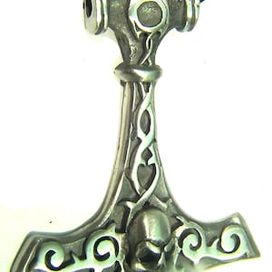 Thor&#39;s Hammer Necklace Pewter  Pendant Viking Norse Mjollnir Pagan Wicca 1900B