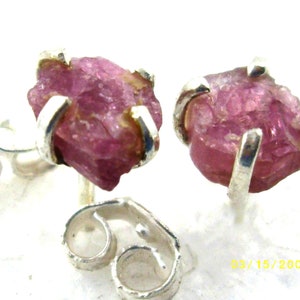 Sterling Silver Natural Pink Tourmaline Stud Earrings 4472T