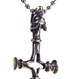 Thor&#39;s Hammer Wolf Necklace Pewter Pendant Viking Norse Mjollnir Pagan Wicca 4158E