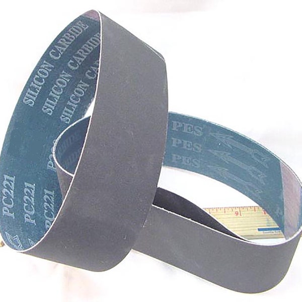 THREE 6" x 1 1/2" x 100 - 800 grit Silicon  Carbide lapidary grinding belt for  6" expandable rubber drum