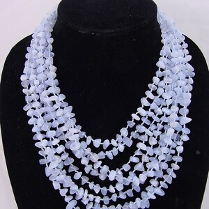Blue chalcedony tumbled multi strand necklace beads 2258P