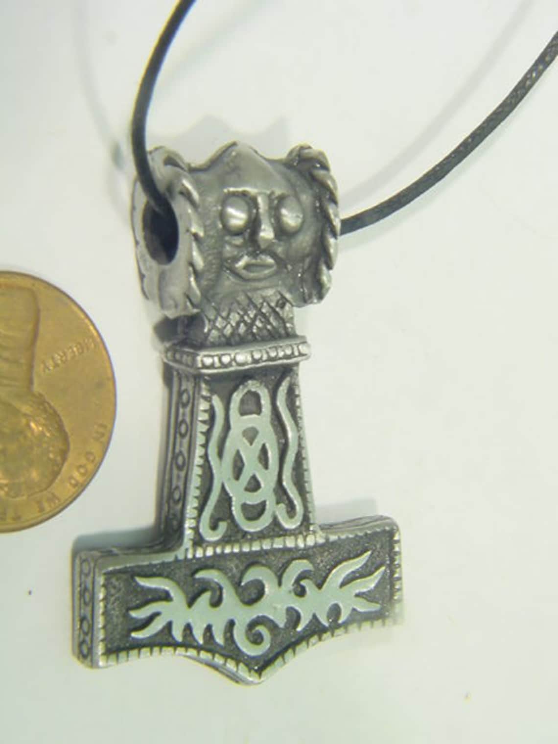 Thor's Hammer Necklace Pewter Pendant Viking Mjollnir Etsy