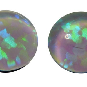 Gilson White Opal 6x2mm round triplet 2 pair cabochon gemstone lapidary 4649D