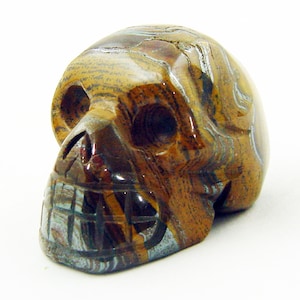 Australian Tiger Iron Skull Lapidary Carving 0314R