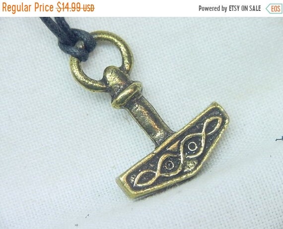 Thor's Hammer Necklace Pewter With Bronze Patina Pendant Viking