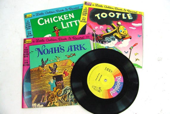 Vintage 1970s Walt Disney Read-along Book and Record Set of 19