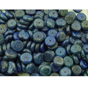 Natural AAA Afghanistan Lapis Lazuli (10) 14mm x 4-6mm Rondelle Beads Lapidary 4549P