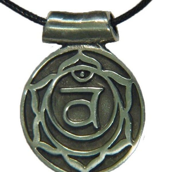 Swadisthana Sacral Plexus Navel Chakra Amulet Pewter Pendant Necklace 9756B