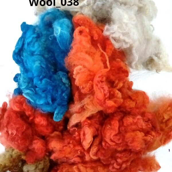 Wool Dyed locks for Felting, Doll hair, Faries, Fly tying, Spinning, Blending, 8 oz mixed colors wool_038