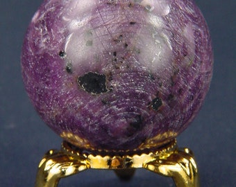 Esfera Lapidaria rubí curativa natural de 37 mm de diámetro con soporte 4346K