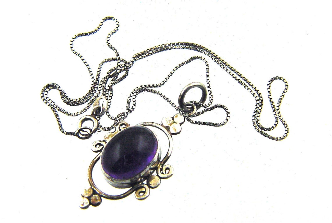 Vintage Amethyst Pendant Sterling Silver Stamped .925 and - Etsy
