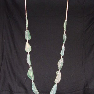 Antique Iridescent 1st Century Roman Glass Bead Pendant Necklace 6920K