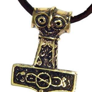 Genuine Bronze Thors Hammer Pendant Necklace Odin Viking Norse Mjollnir Charm 9741B