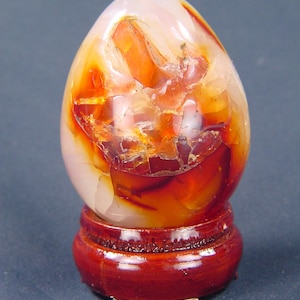 Carnelian Agate  63mm X 47mm Egg Lapidary Gemstone  with Stand  4202K