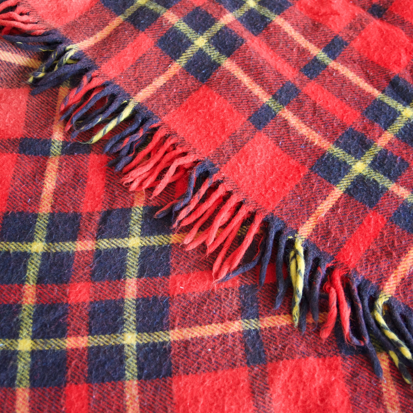 Vintage 60s Red & Yellow Plaid Camp / Stadium Blanket Throw by Etsy