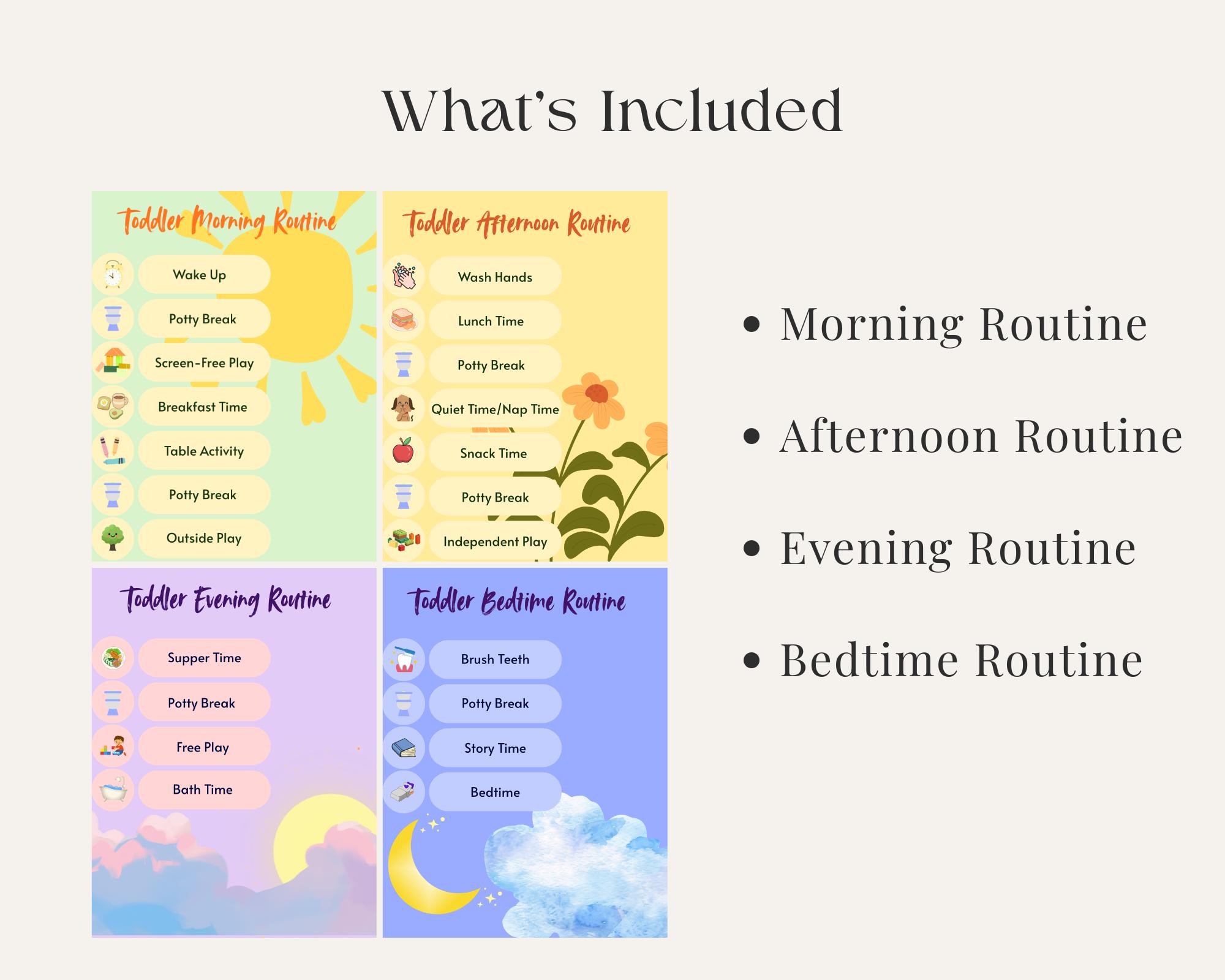 Toddler Routine Chart: Daily Schedule for Kids Morning, Afternoon ...