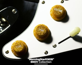 8NOV MorningStar Custom Guitar Knobs- Gold Shimmer Resin Volume & Tone