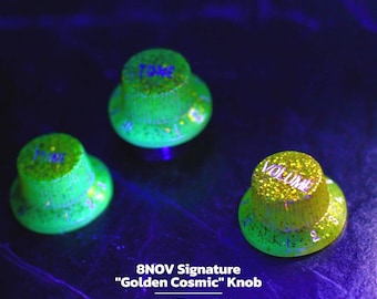 8NOV Signature GoldenCosmic Guitar Knobs  GoldShimmer & Glow-in-the-Dark Electric Guitar Bass Parts