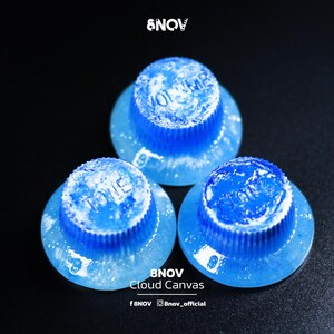 8NOV Cloud Canvas Guitar Knobs: Ocean Blue Nebula UV Resin Parts (3-Pack)