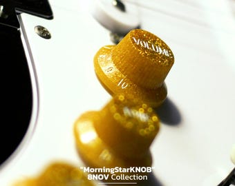 8NOV MorningStar Custom Guitar Knobs- Gold Shimmer Resin Volume & Tone