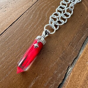 Thin Resin Crystal Point Lovers Grip Vampire Blood Small Resin Chunky Round Chain Necklace