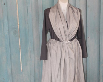 Full Length Lightweight Gray Skirt and Scarf in a Soft Plaidatude Fabric