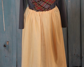 Full Length Yellow Linen Skirt